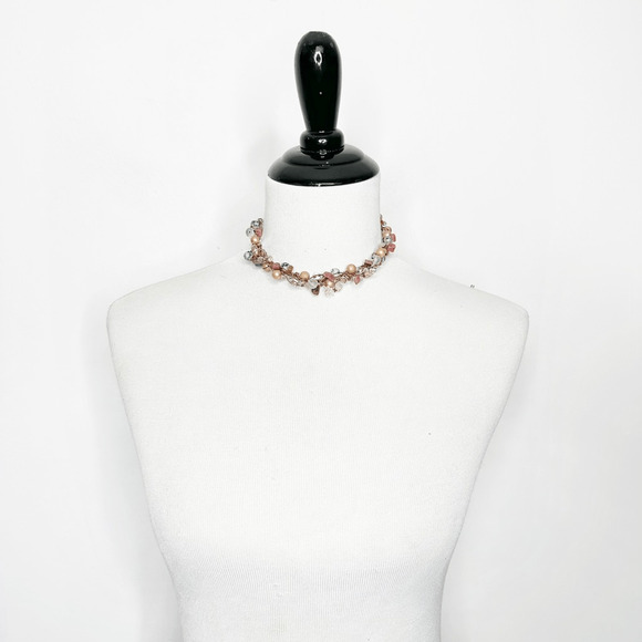 CATHERINE BIJAUX Jewelry - CATHERINE BIJAUX Pearl Tourmaline wire stone NECKLACE Knit 16" unique lagenlook
